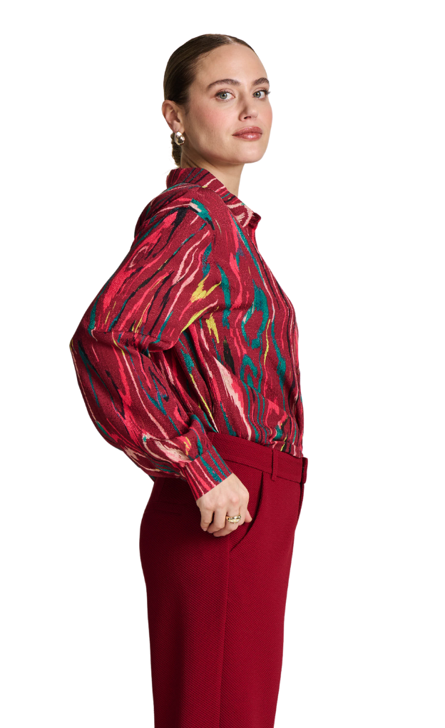 POM Amsterdanm_ Milly Wood Burgundy Red Blouse_red_warm_burgundy_stylish_blouse