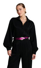POM Amsterdam_ Violet Shimmer Black Blouse_black_shimmery_stylish_trendy_blouse
