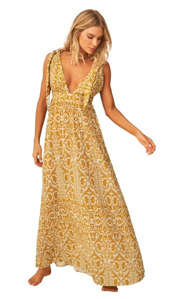 Amber Tribal Dalia Long Dress_Maaji_Yellow_Flowy Dress