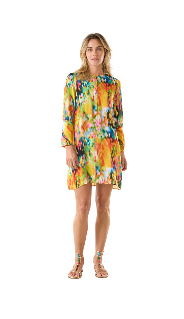 Middy Genie Dress - Ithaca Yellow - ONESEASON - multi_colour_viscose_short_dress