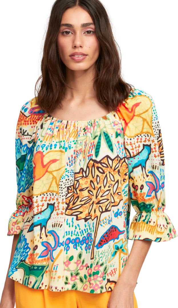 Aldomartins - Kapa Amarillo Top - Aldomartins - colorful_cotton_multi_patterned_top