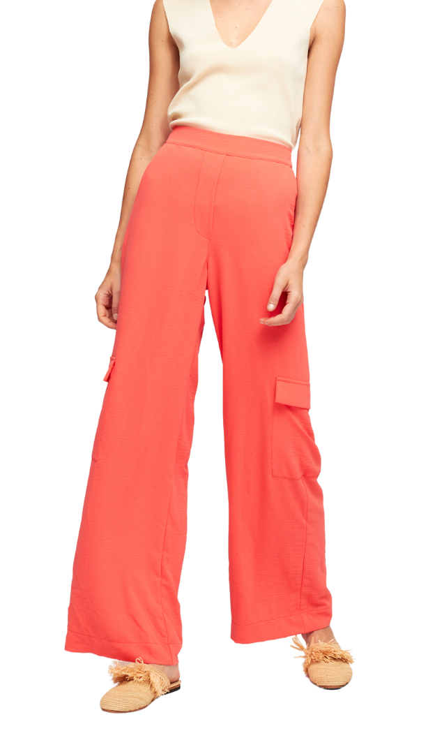 Aldomartins - Nois Coral Pants - Aldomartins - bright_coral_polyester_long_pants