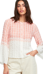 Aldomartins - Otos Coral Top - Aldomartins - pink_white_cotton_textured_top