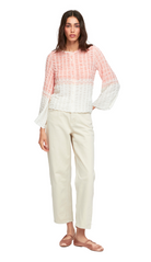 Aldomartins - Otos Coral Top - Aldomartins - pink_white_cotton_textured_top