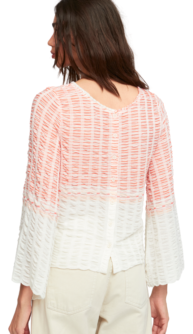 Aldomartins - Otos Coral Top - Aldomartins - pink_white_cotton_textured_top