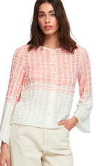 Aldomartins - Otos Coral Top - Aldomartins - pink_white_cotton_textured_top