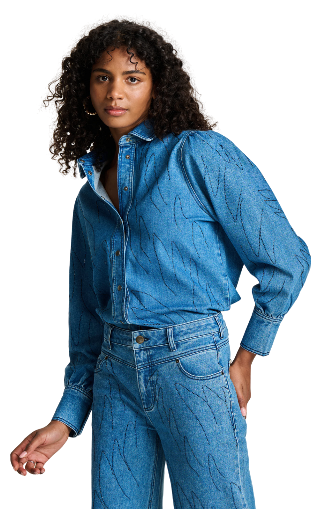 POM Amsterdam_Denim Rhinestones Shirt_rhine_stone_trendy_denim_shirt