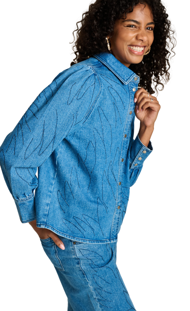 POM Amsterdam_Denim Rhinestones Shirt_rhine_stone_trendy_denim_shirt