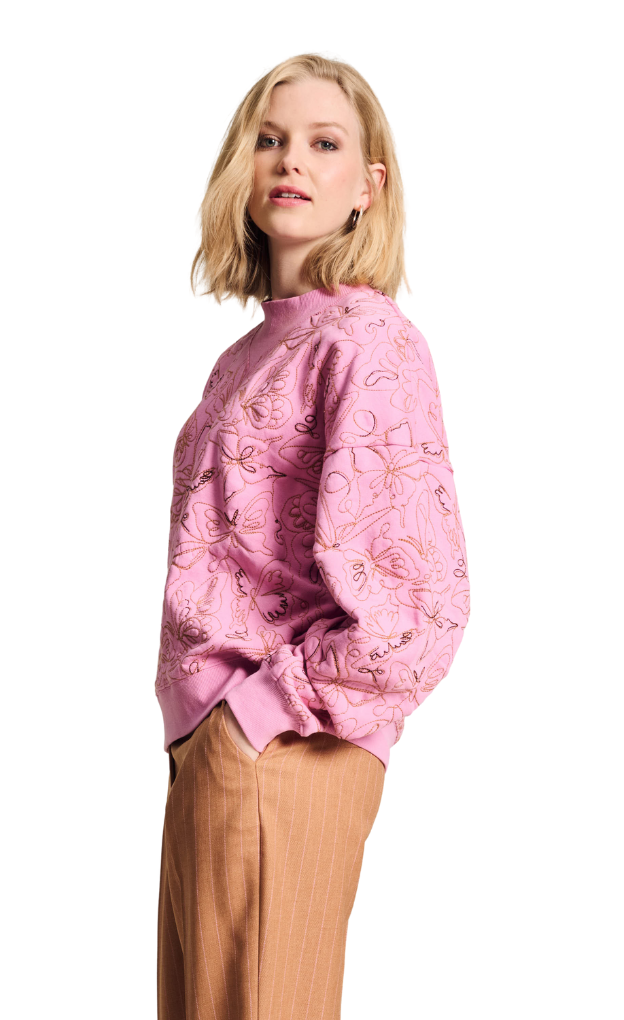 POM Amsterdam_Butterfly Rose Pink Sweater_pink_butterfly_rose_stylish_sweater 