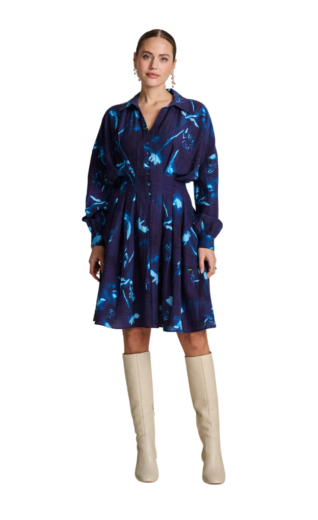 POM Amsterdam_Feathers and Floral Short Dress_floral_feather_blue_short_dress