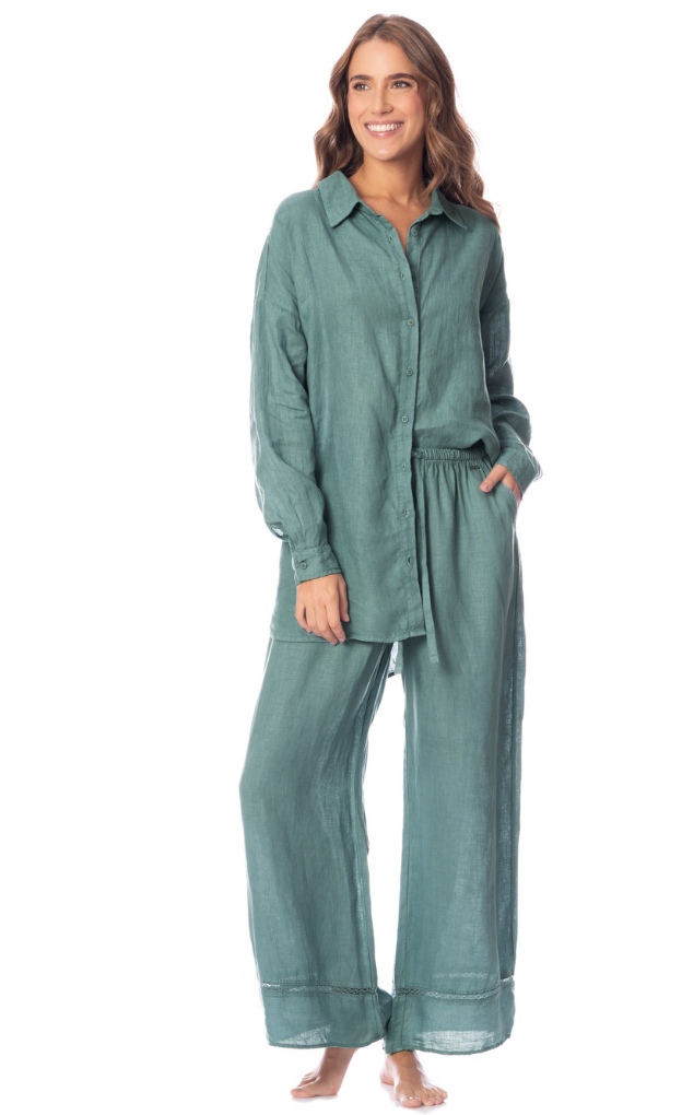 Eucalyptus green carme- stylish_flowing_trendy_pants_set