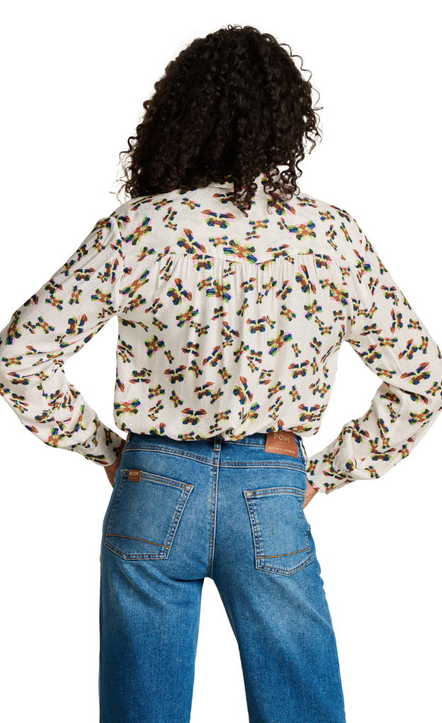 POM Amsterdam_Milly Butterfly Ecru Blouse_butterfly_print_stylish_longsleeve_blouse